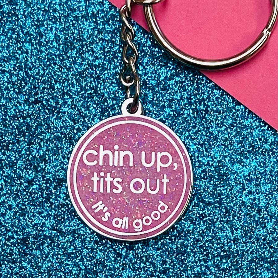 Chin Up Tits Out Keyring & Chocolate Gift Set