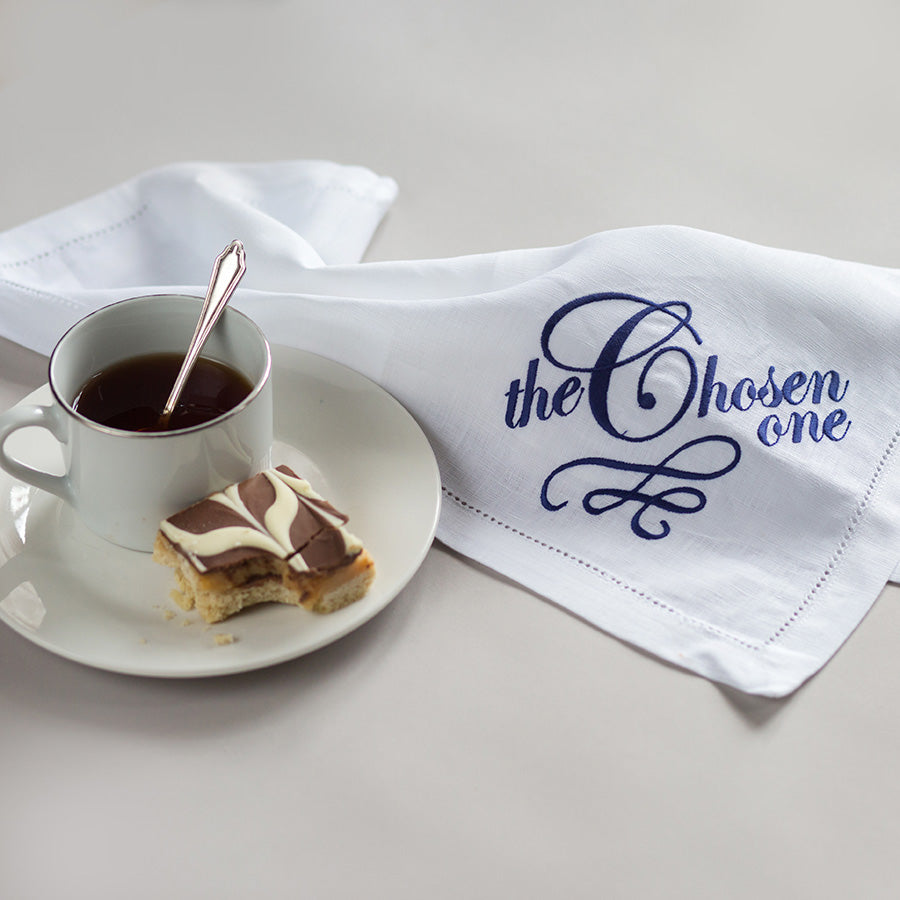 The Chosen One Embroidered French Linen Napkin