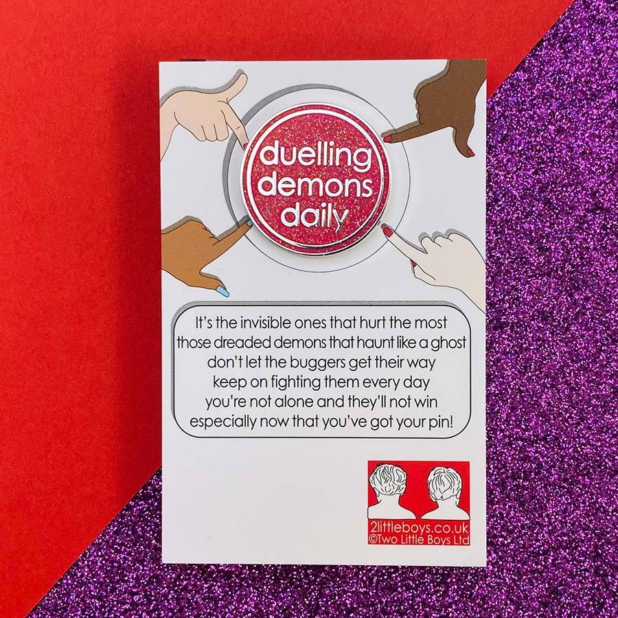 Duelling Demons Glitter Enamel Pin