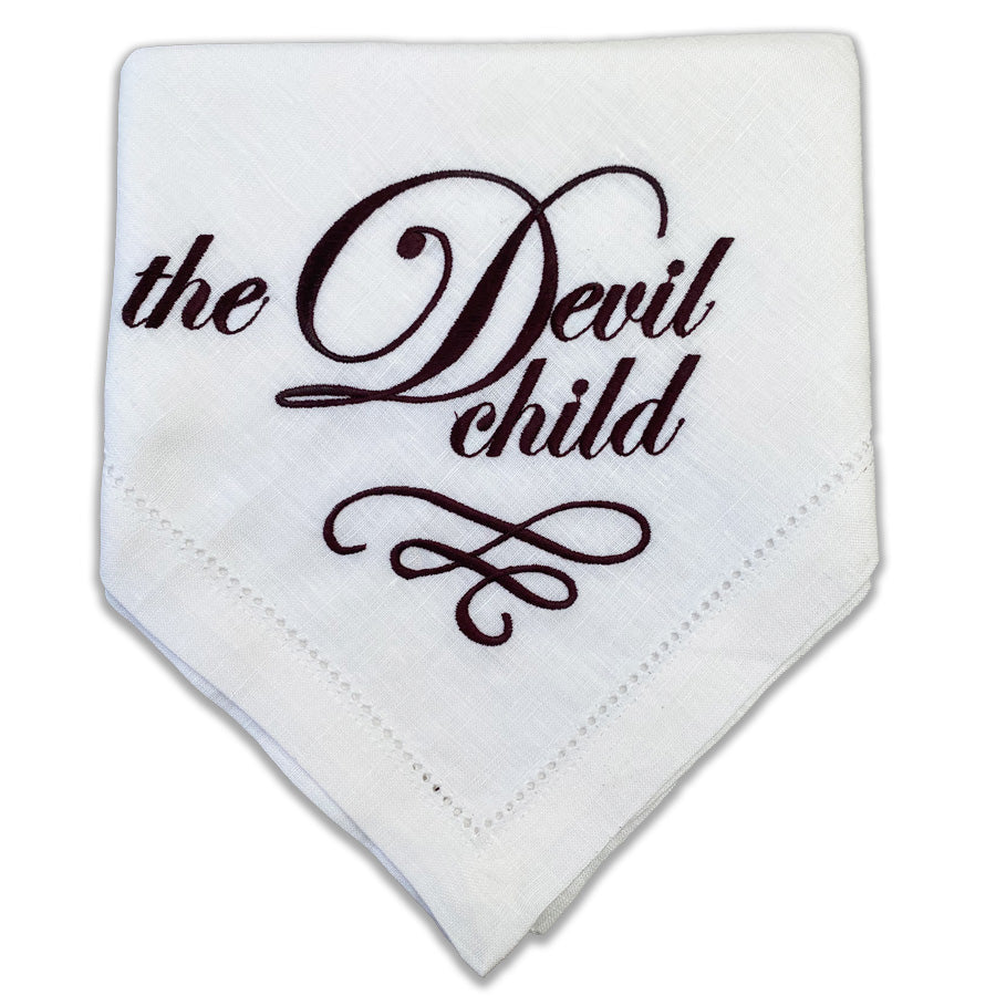 Devil Child/Golden Child Duo of French Linen Napkins