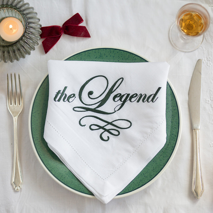 Set of Six "Pick Your Title" Embroidered Napkins