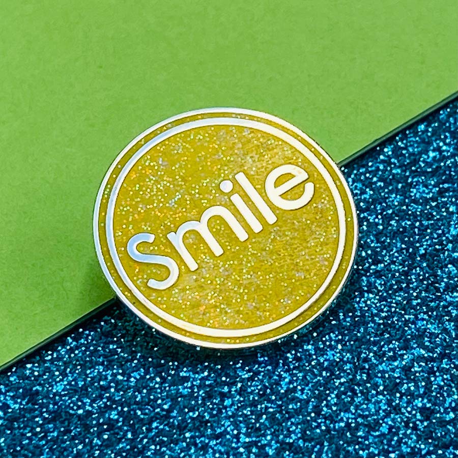 Smile Enamel Glitter Pin