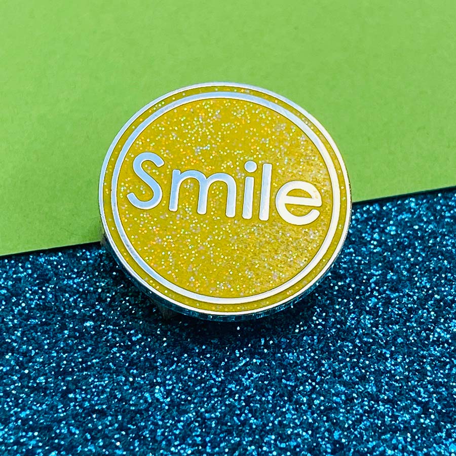 Smile Enamel Glitter Pin