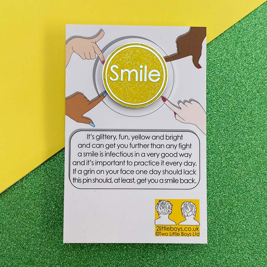 Smile Enamel Glitter Pin