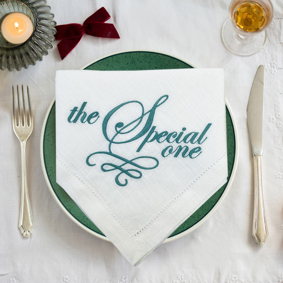 Set of Six "Pick Your Title" Embroidered Napkins