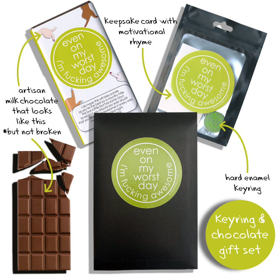 Even On My Worst Day I'm Fucking Awesome Keyring & Chocolate Gift Set