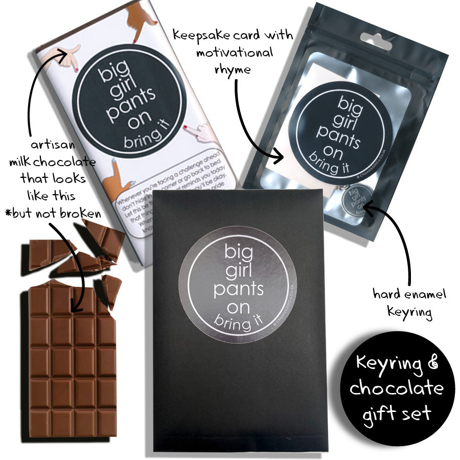 Big Girl Pants On Keyring & Chocolate Gift Set