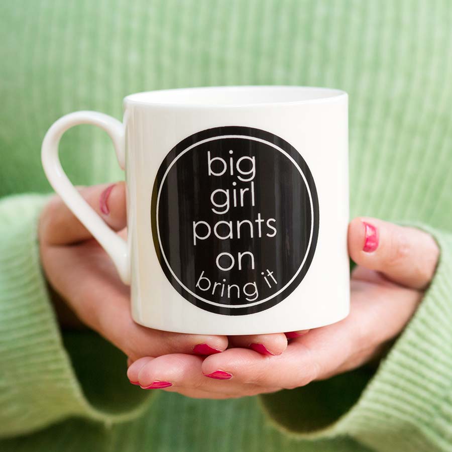 Big Girl Pants - Porcelain Mug with Keyring Gift Set