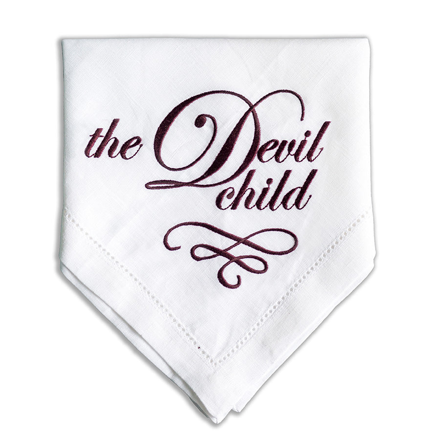 The Devil Child Embroidered French Linen Napkin