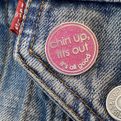 Chin Up Tits Out Enamel Pin & Chocolate Gift Set