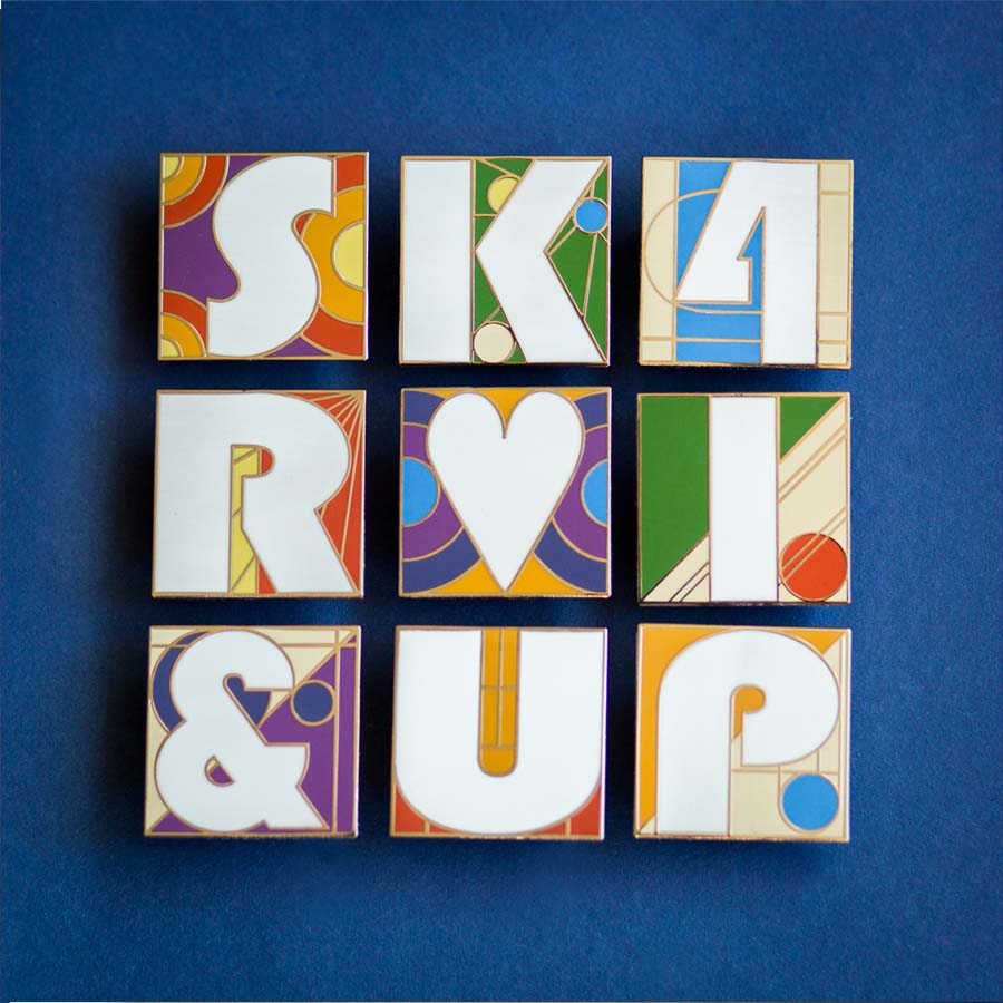 Classy, heavy and solid enamel pins in every letter and every number as well as symbols like & + and =