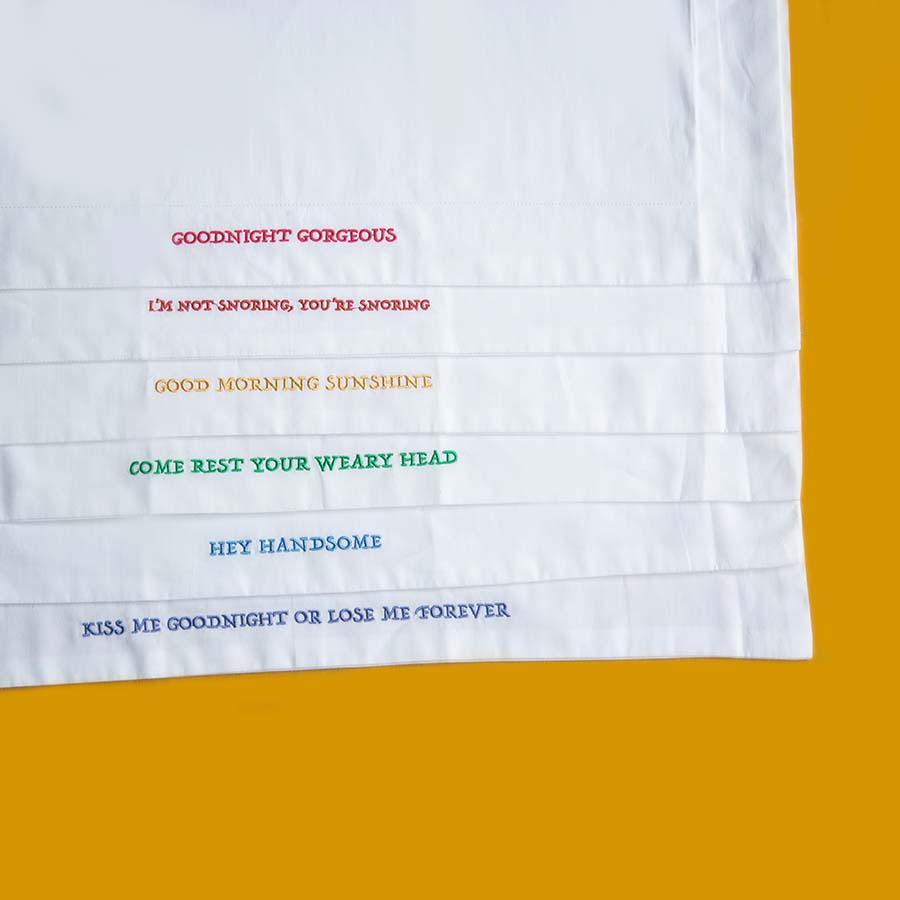 Embroidered Cotton Pillowcase - Hey Handsome