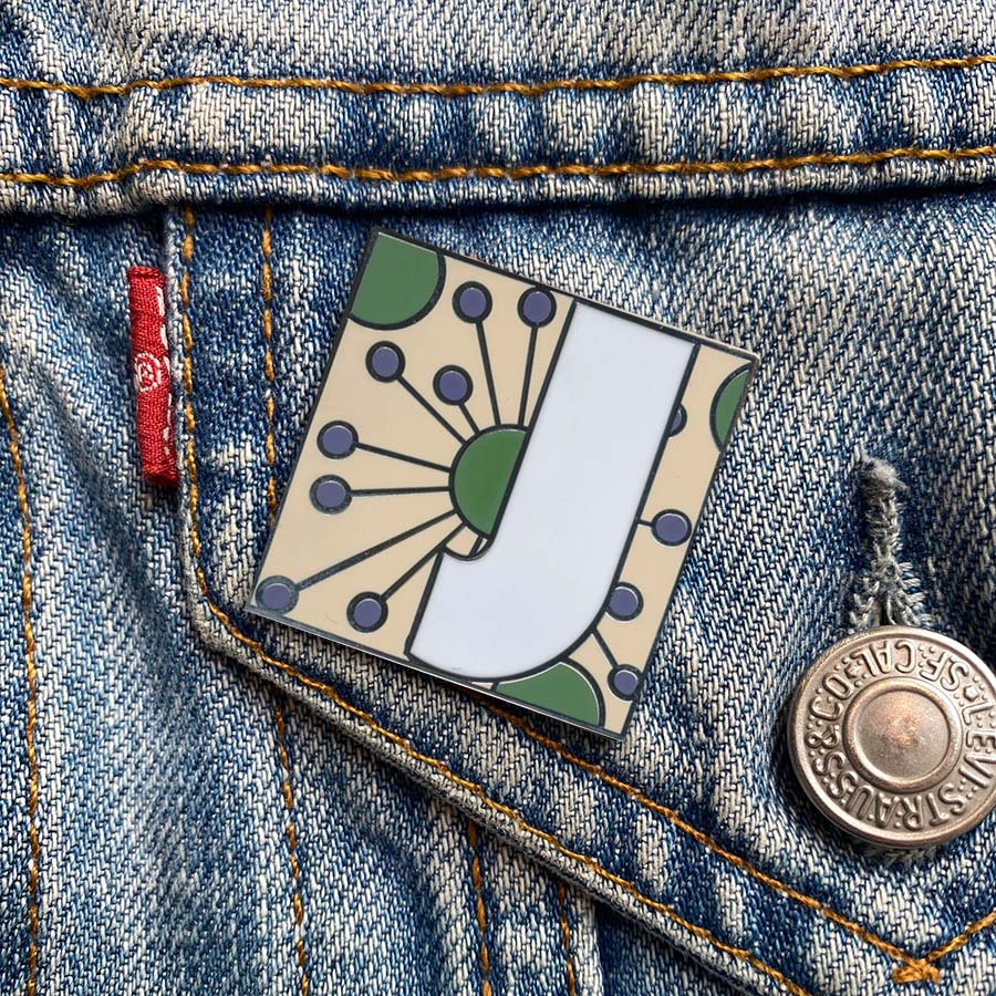 Initial J Enamel Pin