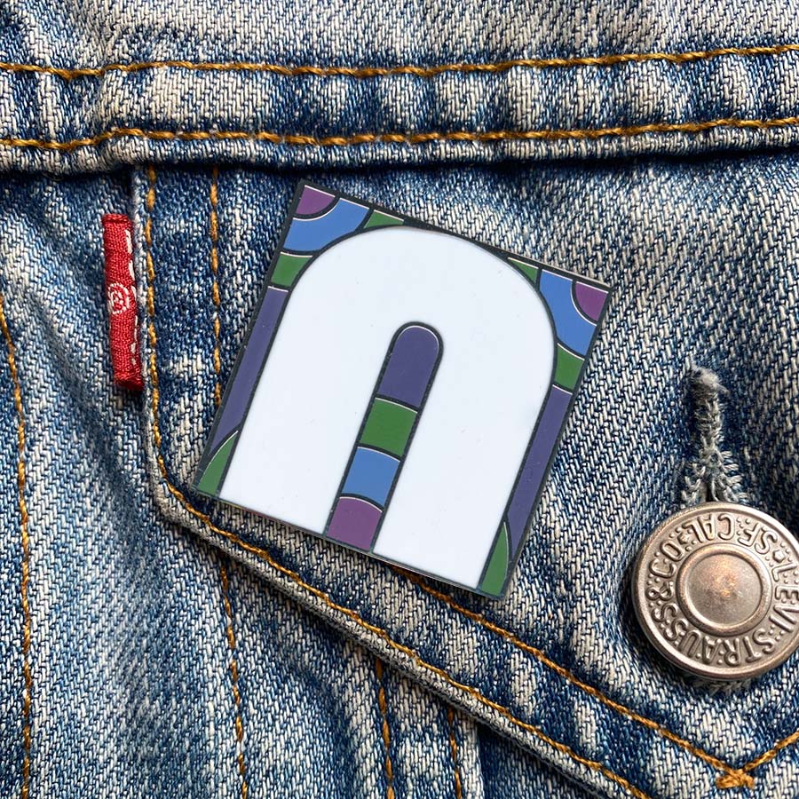 Initial N Enamel Pin