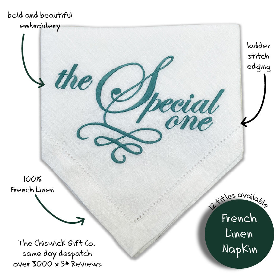The Special One Embroidered French Linen Napkin