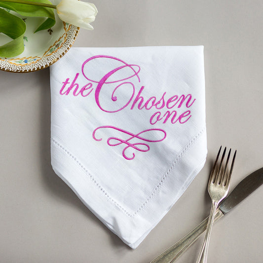 The Chosen One Embroidered French Linen Napkin