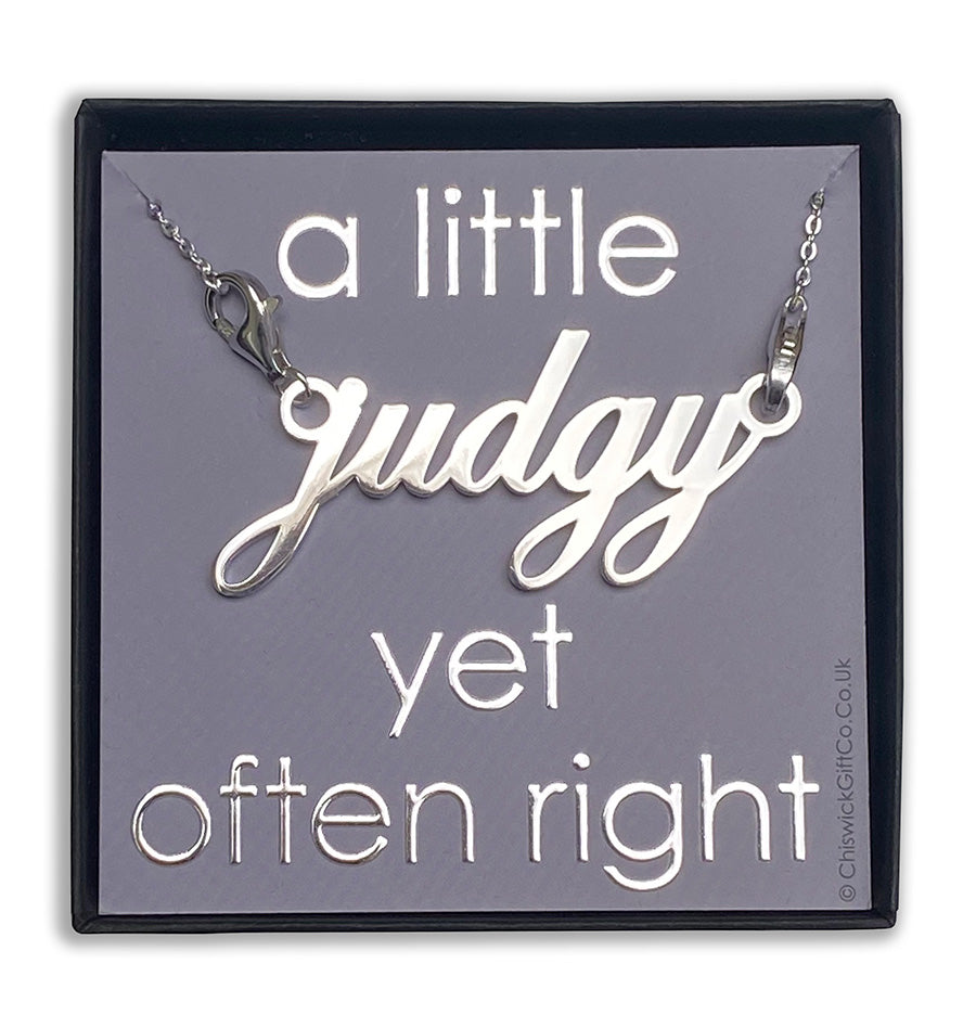 Judgy Solid Sterling Silver Pendant | Bag Charm