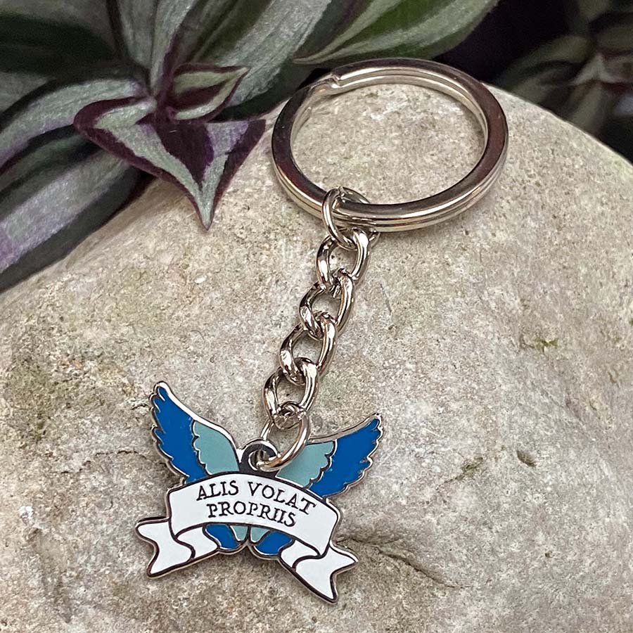 She Flies With Her Own Wings Latin Motto Keyring