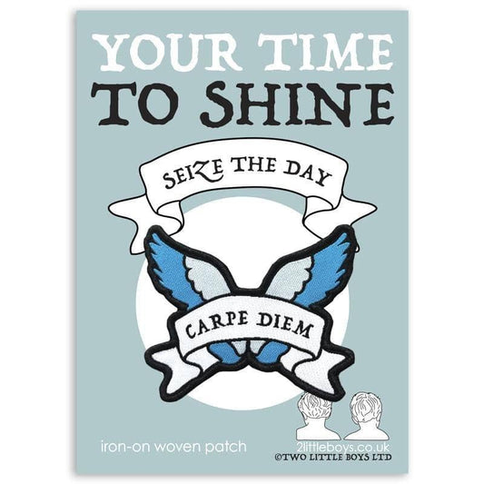 Seize The Day Latin Motto Iron-On Woven Patch