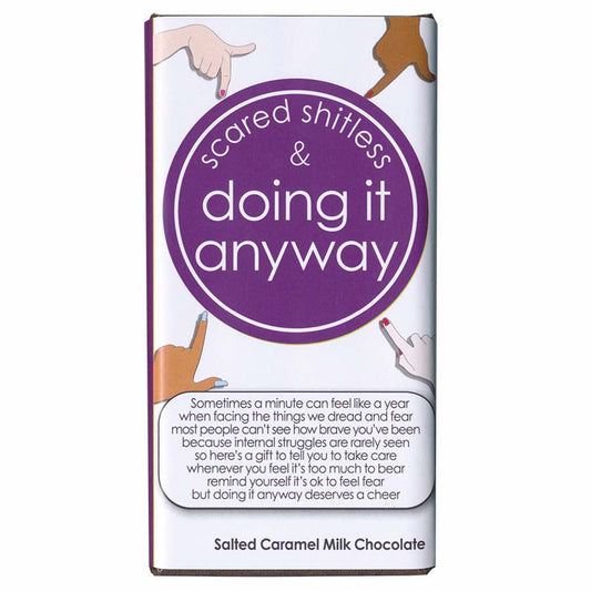 Scared Shitless & Doing It Anyway Salted Caramel Milk Chocolate Bar