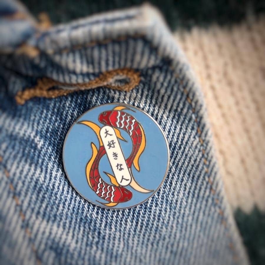 Set Of Six Inspirational Japanese Enamel Pins