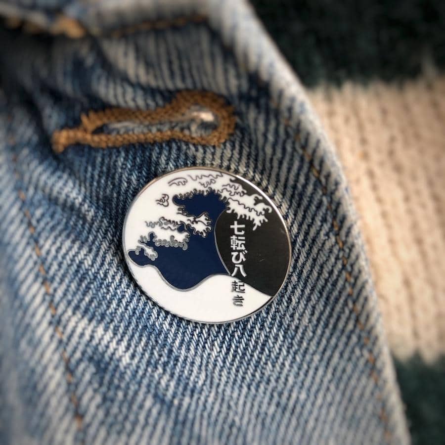 Set Of Six Inspirational Japanese Enamel Pins