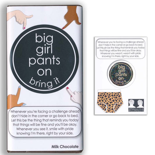 Big Girl Pants On Enamel Pin & Chocolate Gift Set