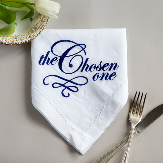 The Chosen One Embroidered French Linen Napkin