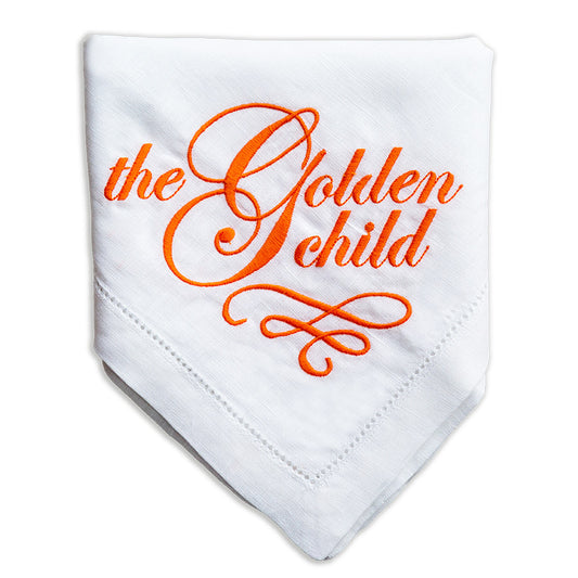 The Golden Child Embroidered French Linen Napkin