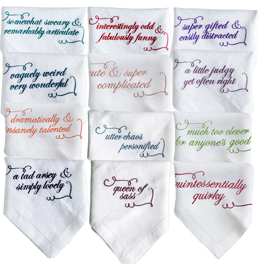 Set of 12 Personality French Linen Embroidered Napkins
