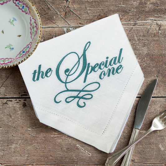 The Special One Embroidered French Linen Napkin