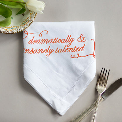Dramatically & Insanely Talented Embroidered French Linen Napkin