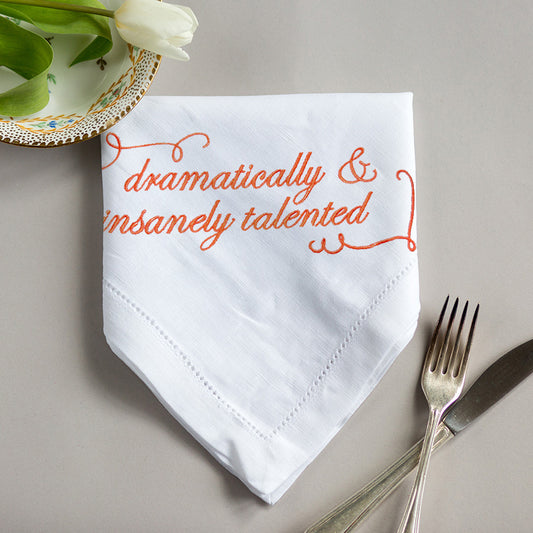 Dramatically & Insanely Talented Embroidered French Linen Napkin