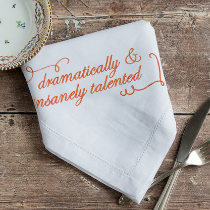 Dramatically & Insanely Talented Embroidered French Linen Napkin