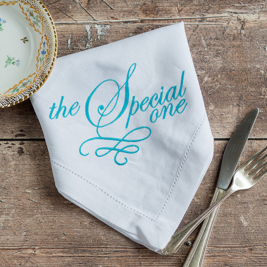 The Special One Embroidered French Linen Napkin