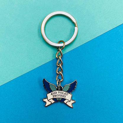 She Flies With Her Own Wings Latin Motto Keyring