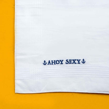 Ahoy Sexy - Funny Large Embroidered Cotton Handkerchief