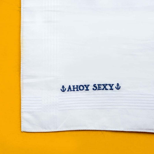 Ahoy Sexy - Funny Large Embroidered Cotton Handkerchief
