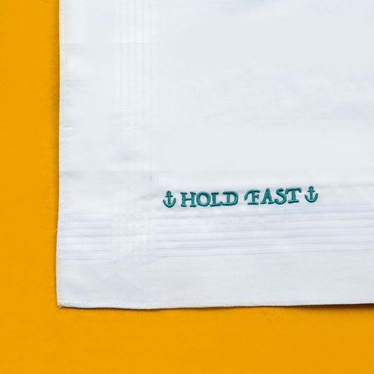 Hold Fast - Large Embroidered Cotton Handkerchief
