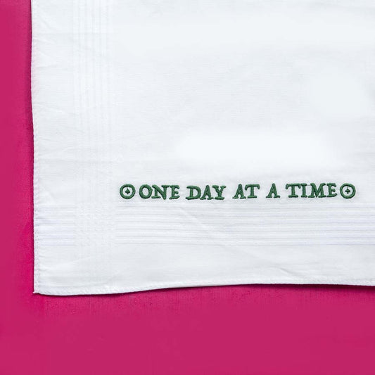 One Day at a Time - Large Embroidered Cotton Handkerchief