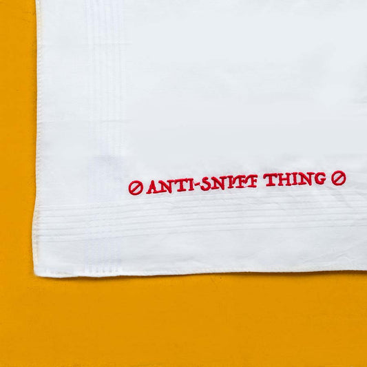 Anti Sniff Thing - Funny Large Embroidered Cotton Handkerchief