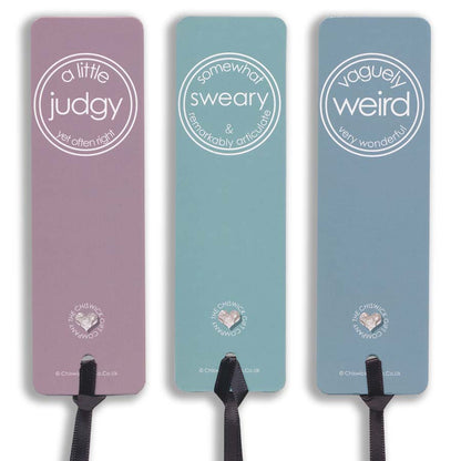 Set of Three Funny Personality Bookmarks - Judgy, Sweary, Weird