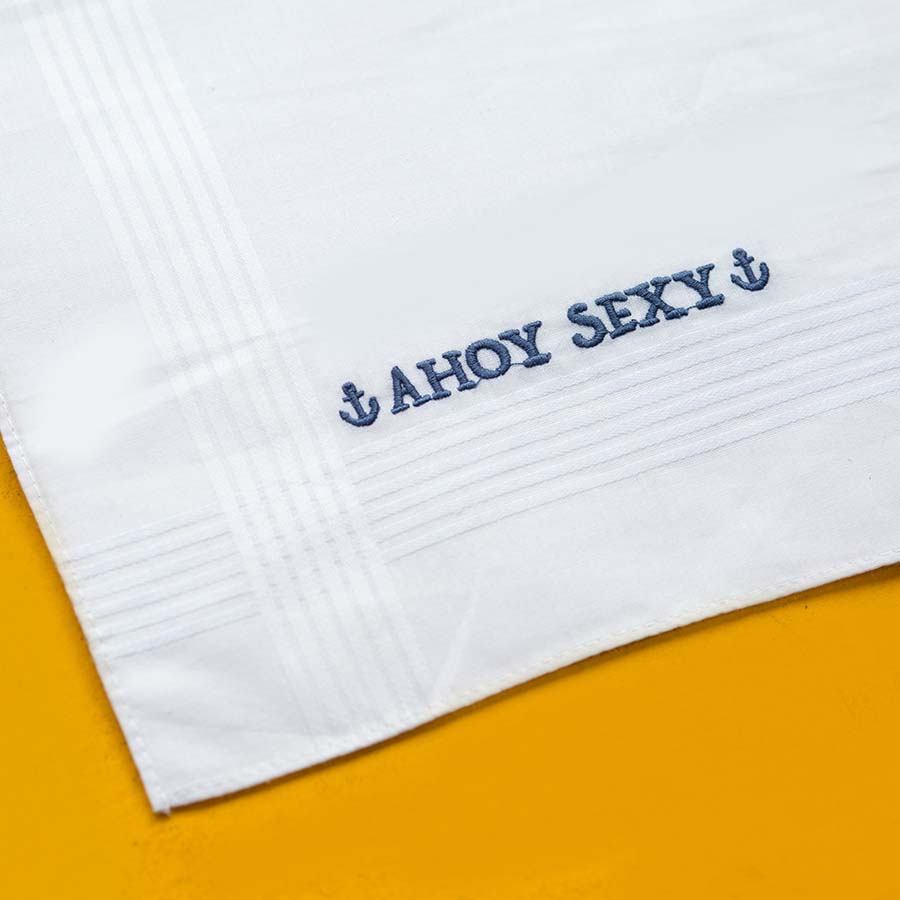 Ahoy Sexy - Funny Large Embroidered Cotton Handkerchief