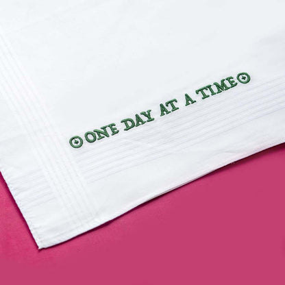 One Day at a Time - Large Embroidered Cotton Handkerchief