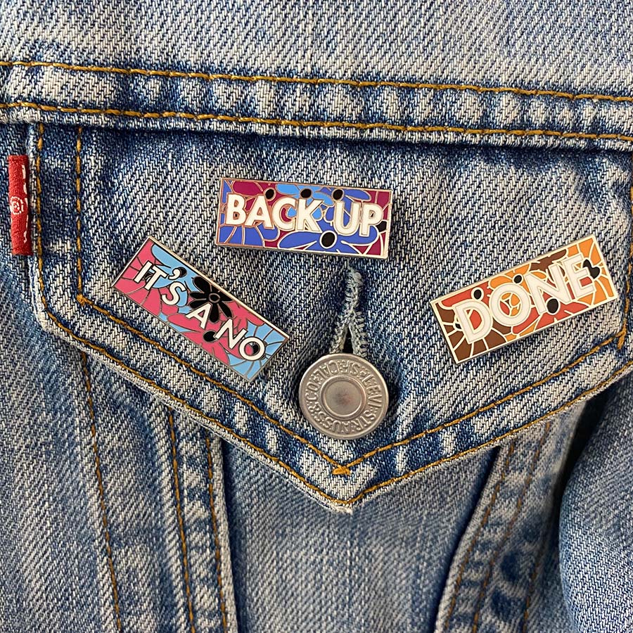 Back Up - Angry Flowers Enamel Pin