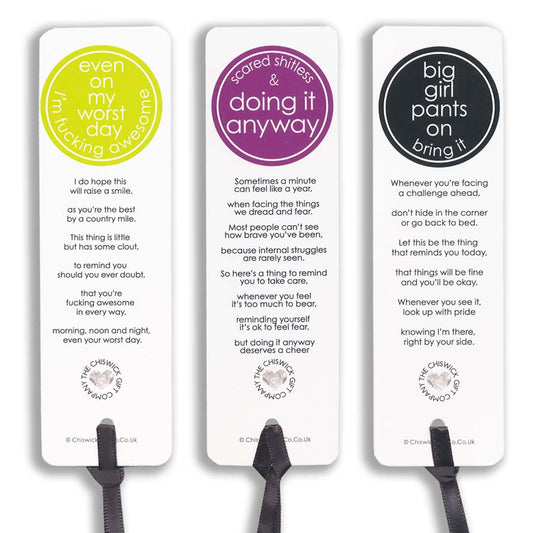 Set of Three Inspiring Bookmarks - Awesome, Scared, Big Girl Pants