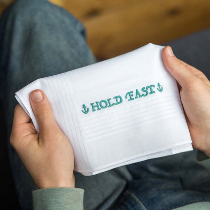 Hold Fast - Large Embroidered Cotton Handkerchief