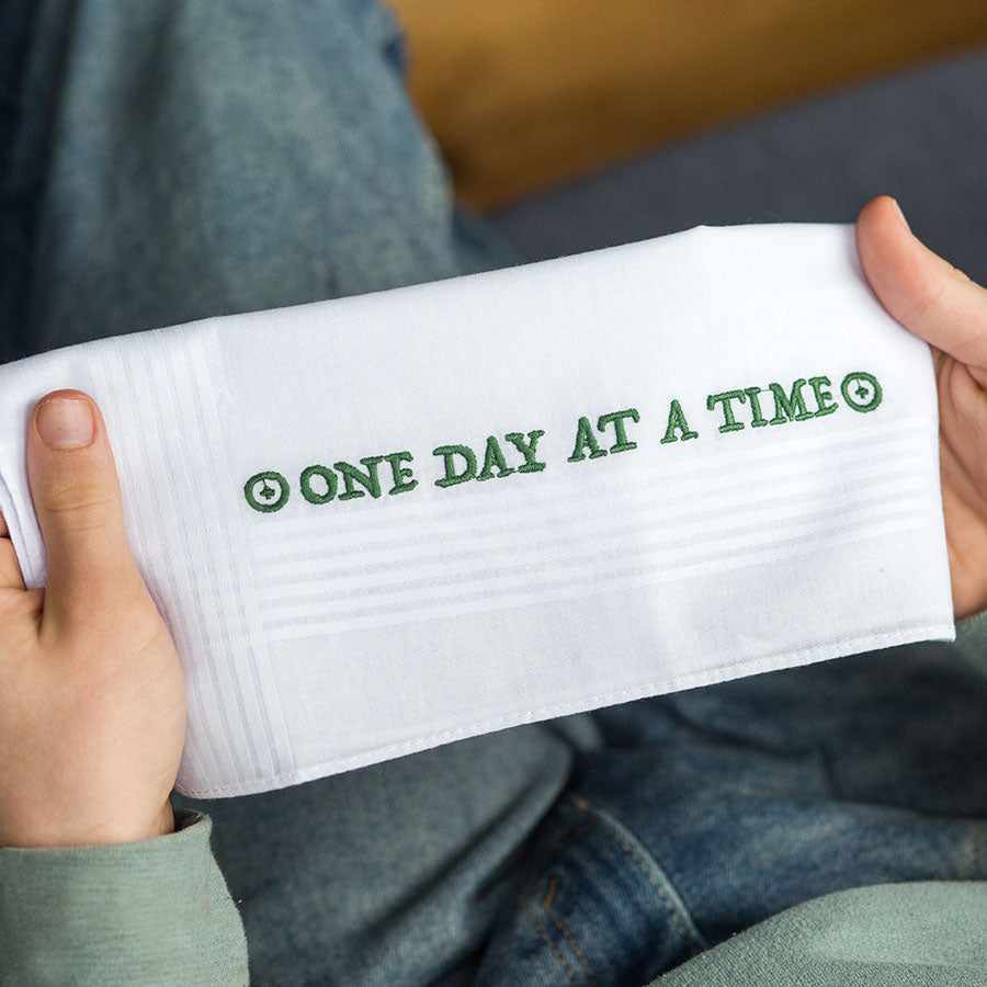 One Day at a Time - Large Embroidered Cotton Handkerchief
