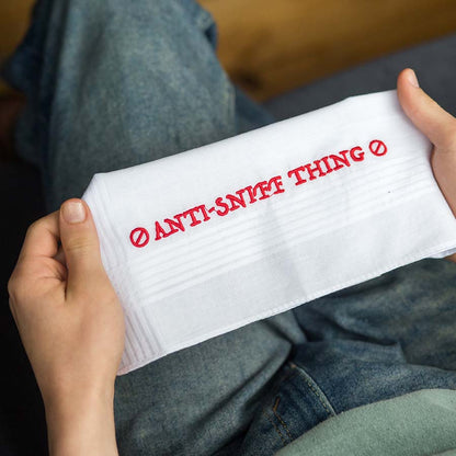 Anti Sniff Thing - Funny Large Embroidered Cotton Handkerchief