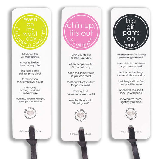 Set of Three Inspiring Bookmarks - Awesome, Chin Up, Big Girl Pants